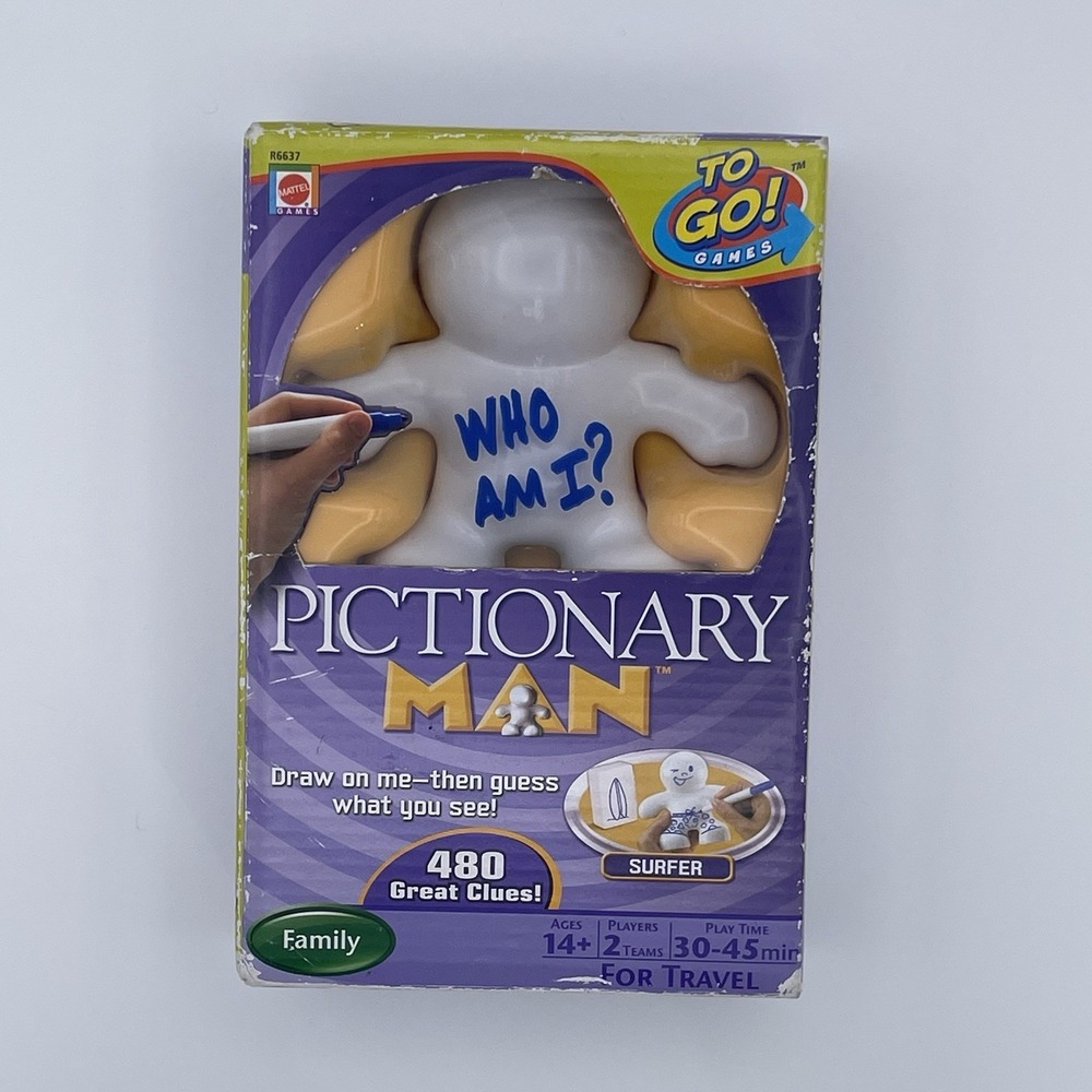 Pictionary Man To Go Travel Edition Game Mattel R6537 480 Clues New Contents‎